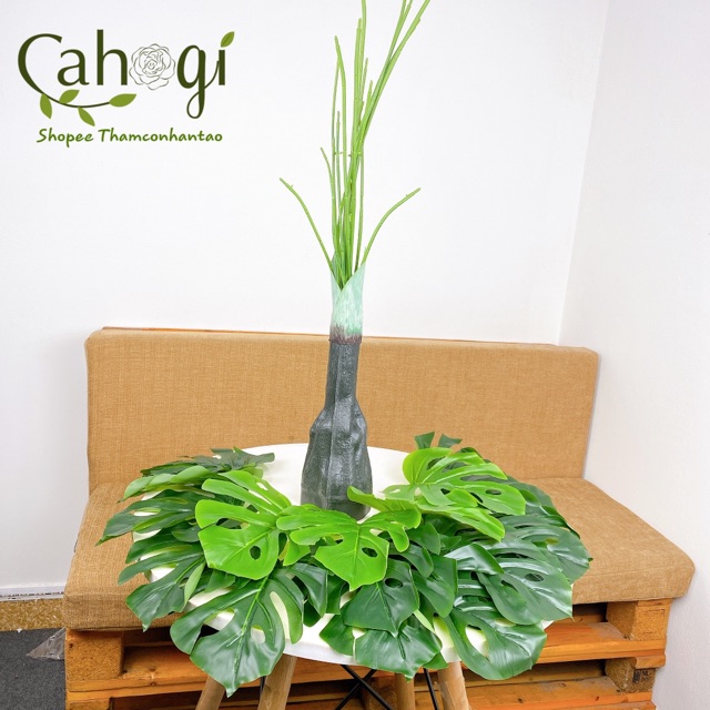 Cây Giả Cây Rùa Lá Xẻ Monstera 85cm Lá To