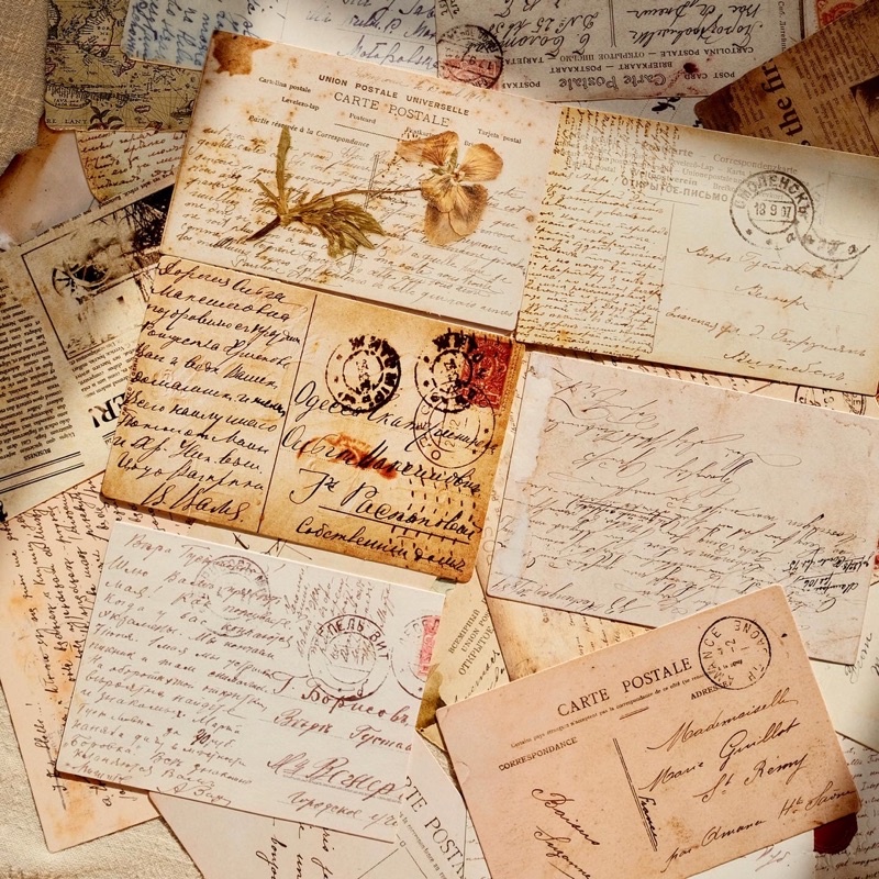 Hộp 30 tấm bưu thiếp, postcard hoạ tiết vintage