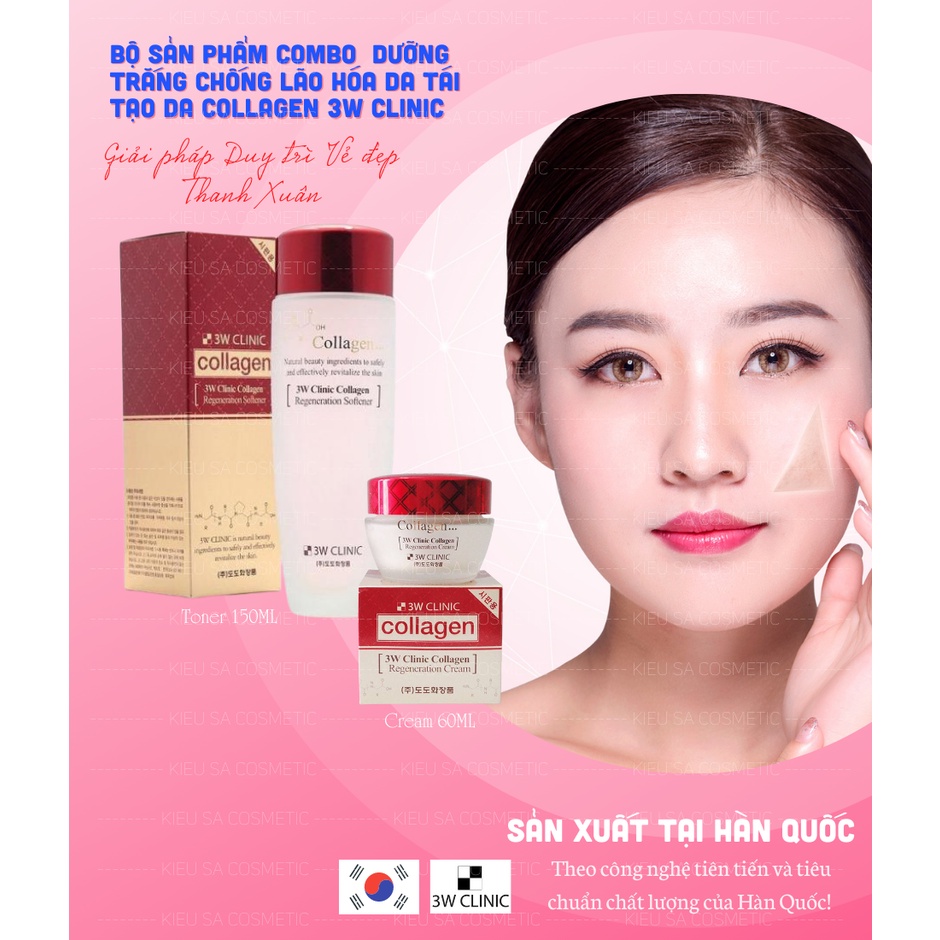 Combo dưỡng da chống lão hóa 3W Clinic Collagen Regeneration