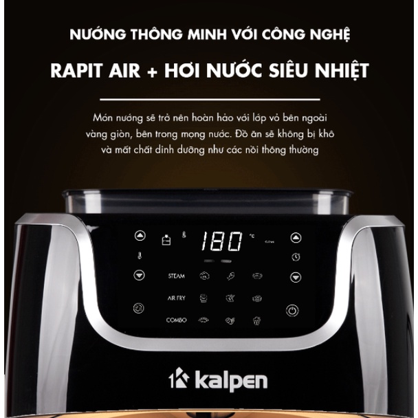 Nồi chiên không dầu hơi nước thông minh Kalpen X7, Dung tích 7L Chiên nướng hấp với công nghệ phun hơi nước, BH 24 tháng