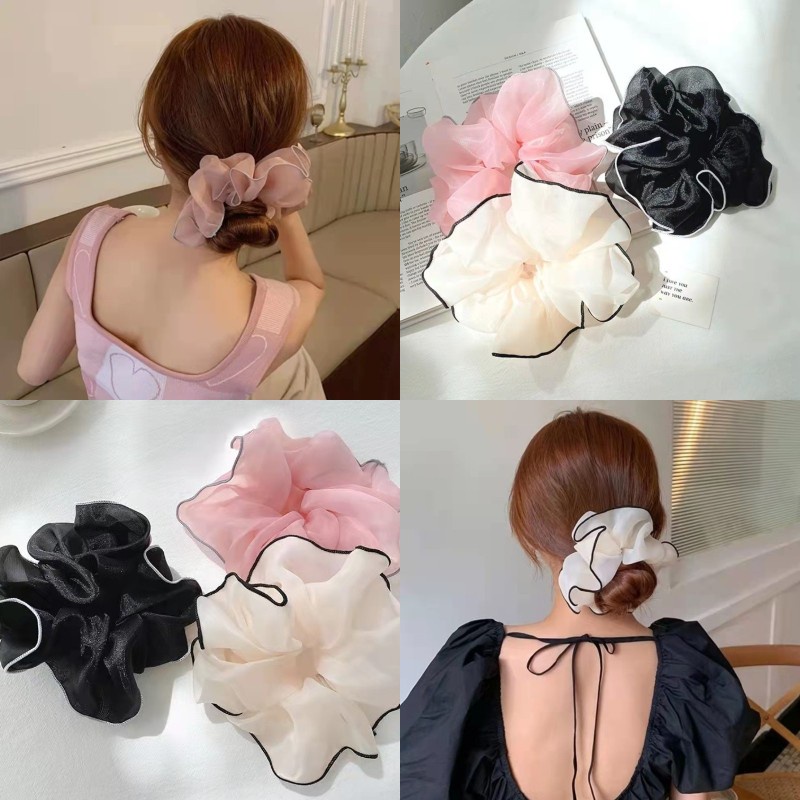 Dây Buộc Tóc Vải Lưới Cỡ Lớn Phong Cách Hàn Quốc Cho Nữ