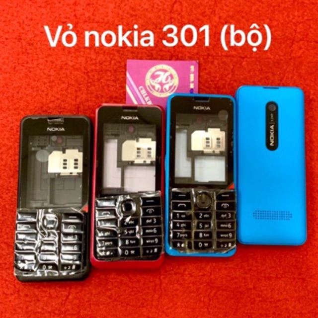 Vỏ Nokia 301 bộ Zin(mặt trước,mặt sau,bàn phím và khung sườn)