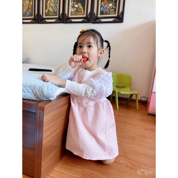 Váy dài tay cho bé, váy thời trang thu đông bé gái 8-15kg