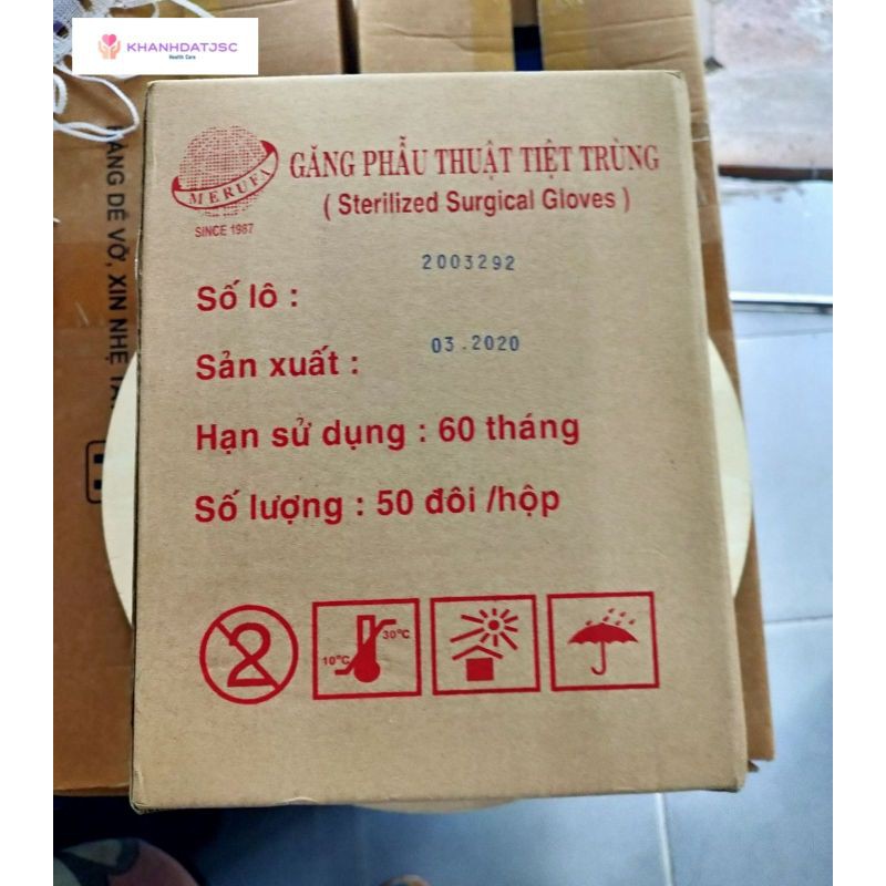 Găng tay y tế phẫu thuật vô trùng Merufa số 6.5, 7, 7.5