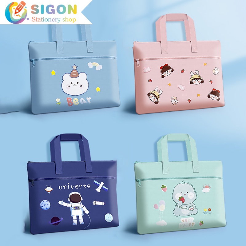 Túi Đựng Tài Liệu Cỡ Lớn Chống Thấm Nước Có Khóa Kéo Thiết Kế Dễ Thương Tiện Dụng
