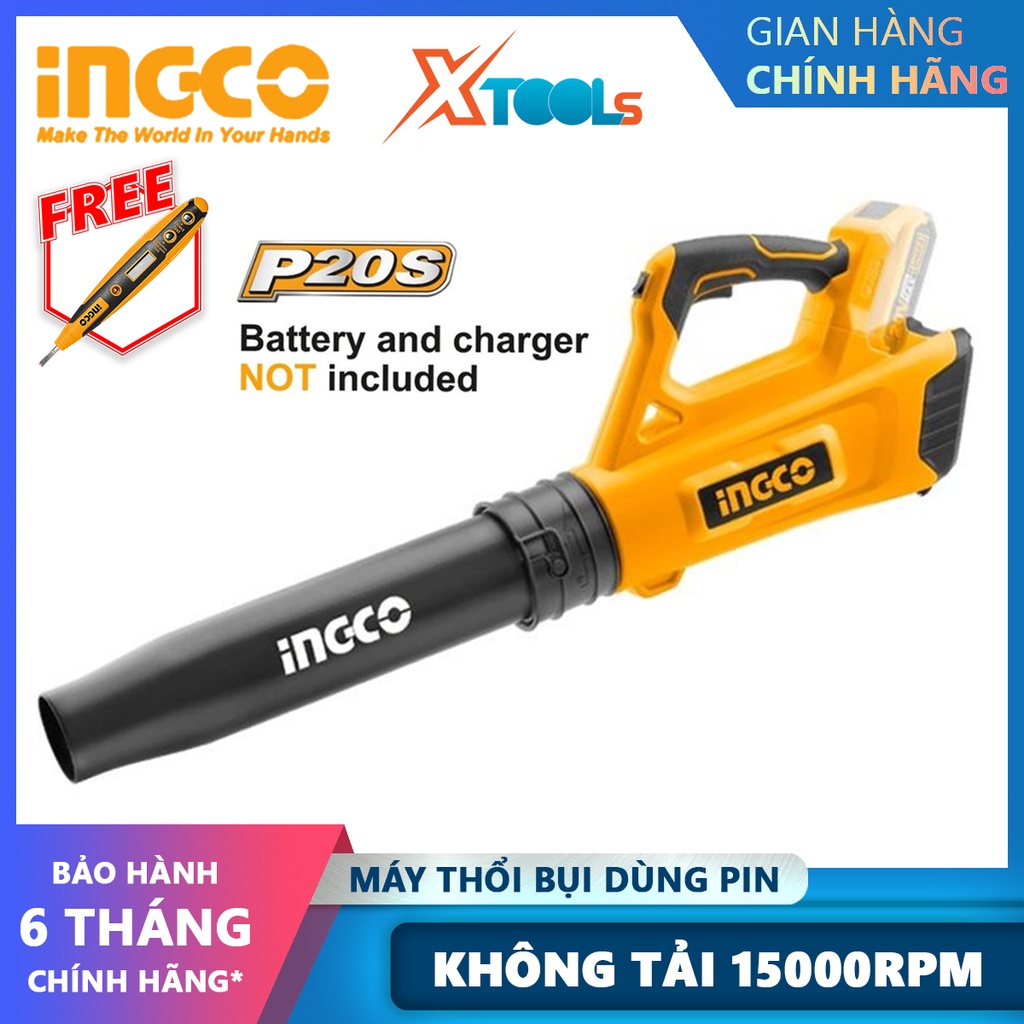 Máy thổi bụi dùng pin INGCO CABLI2002 | máy thổi lá cầm tay điện thế pin 20V tốc độ không tải 15000rpm lượng không khí t