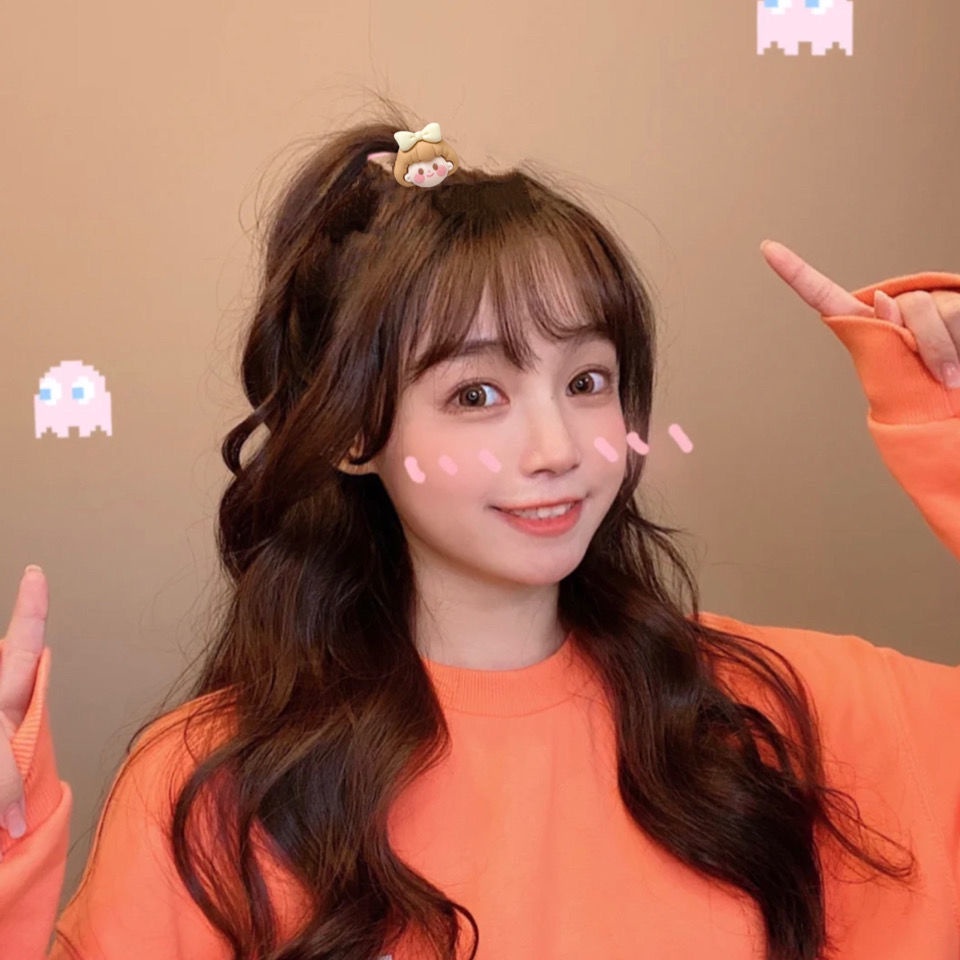 Cột tóc cô gái tóc nâu kem nhỏ nhắn xinh xắn thời trang S68