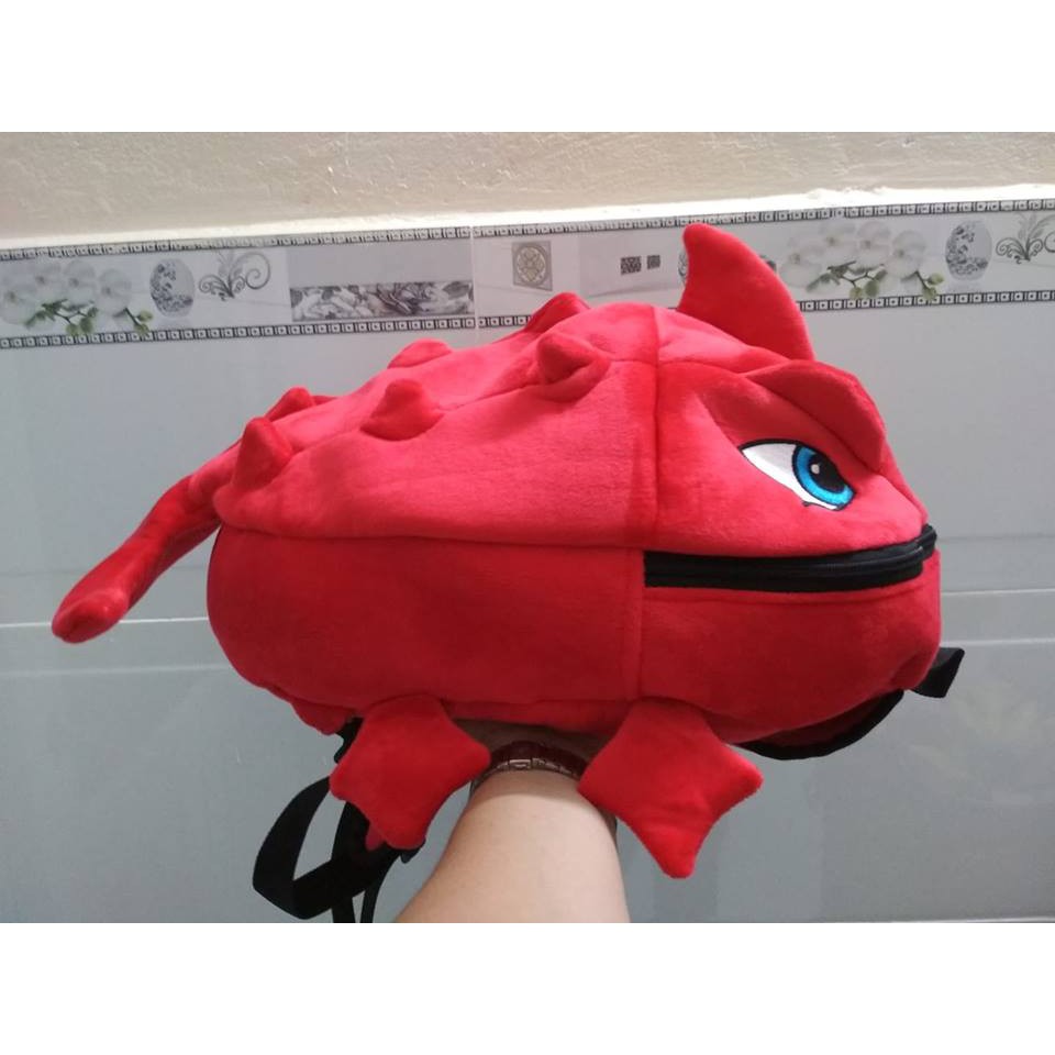Balo khủng long cute đựng mũ bảo hiểm vải nhung