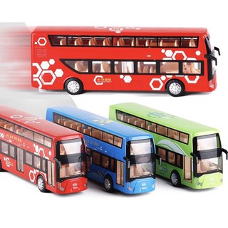 Ảnh thật Mô Hình 1:32 Xe Bus 2 Tầng CS 028 Dài 24cm 3 Màu - Có đèn , âm thanh & trớn, không hộp