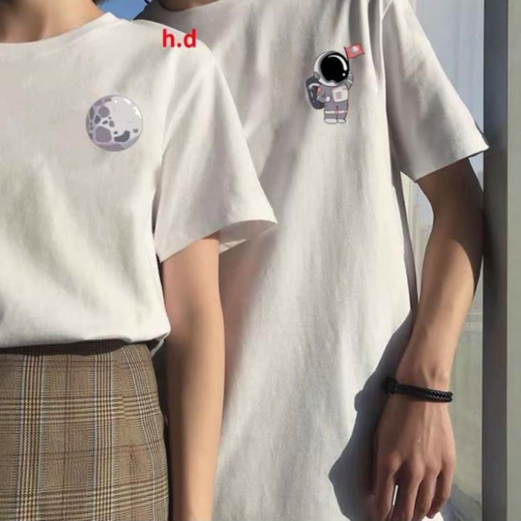 set 2 áo đôi lô gô hành tinh vũ trụ phi hành gia nam nữ unisex