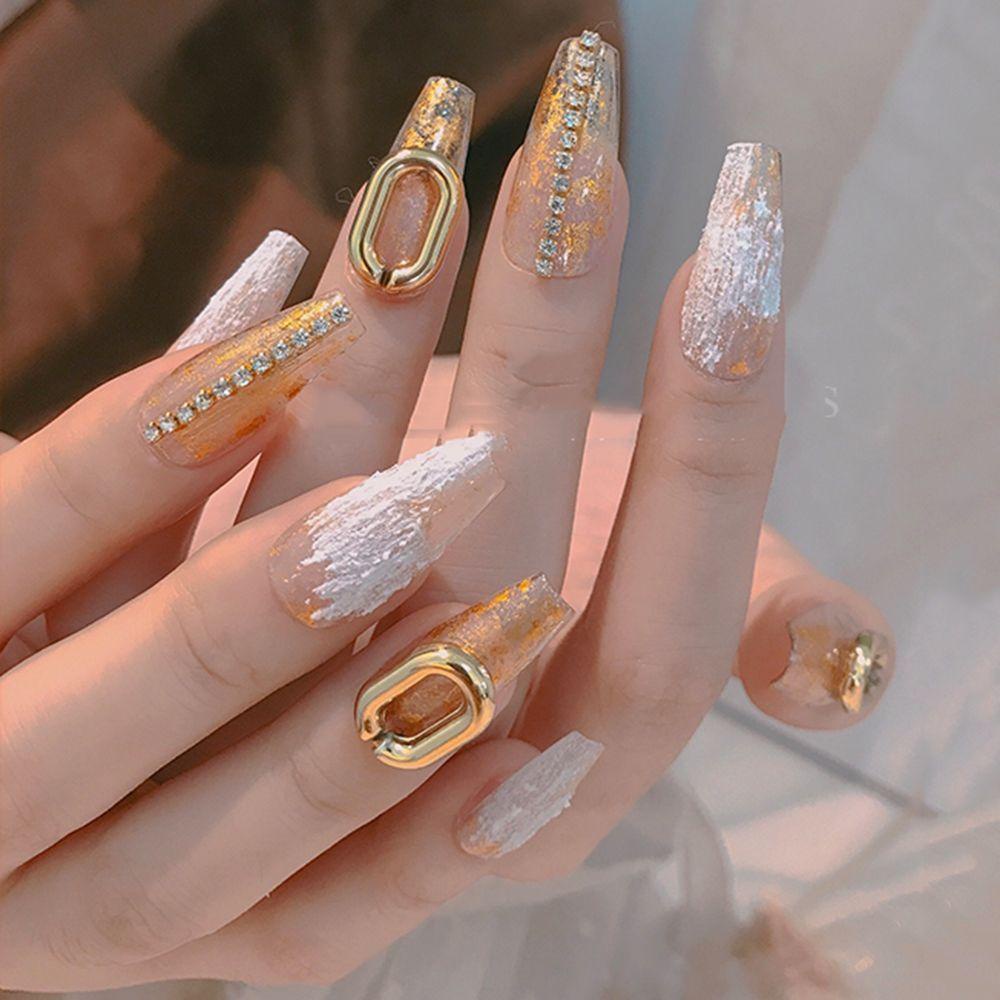 OCEANMAP Túi 10 Hạt Đá Oval 3D Nhiều Màu Sắc Đính Móng Tay Nghệ Thuật