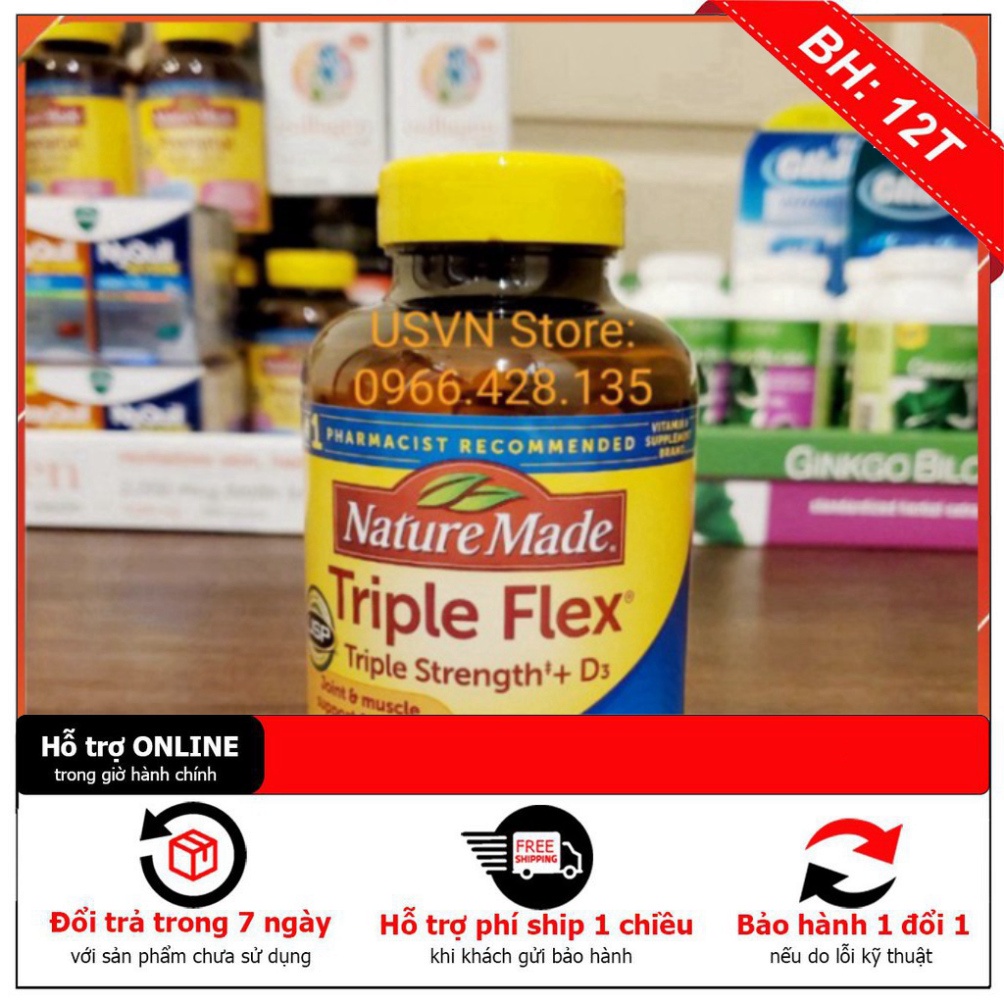 XẢ THU HOI VỐN Viên uống bổ khớp Triple Flex của Nature Made - 200 viên - Hàng Mỹ - Mẫu mới %$^