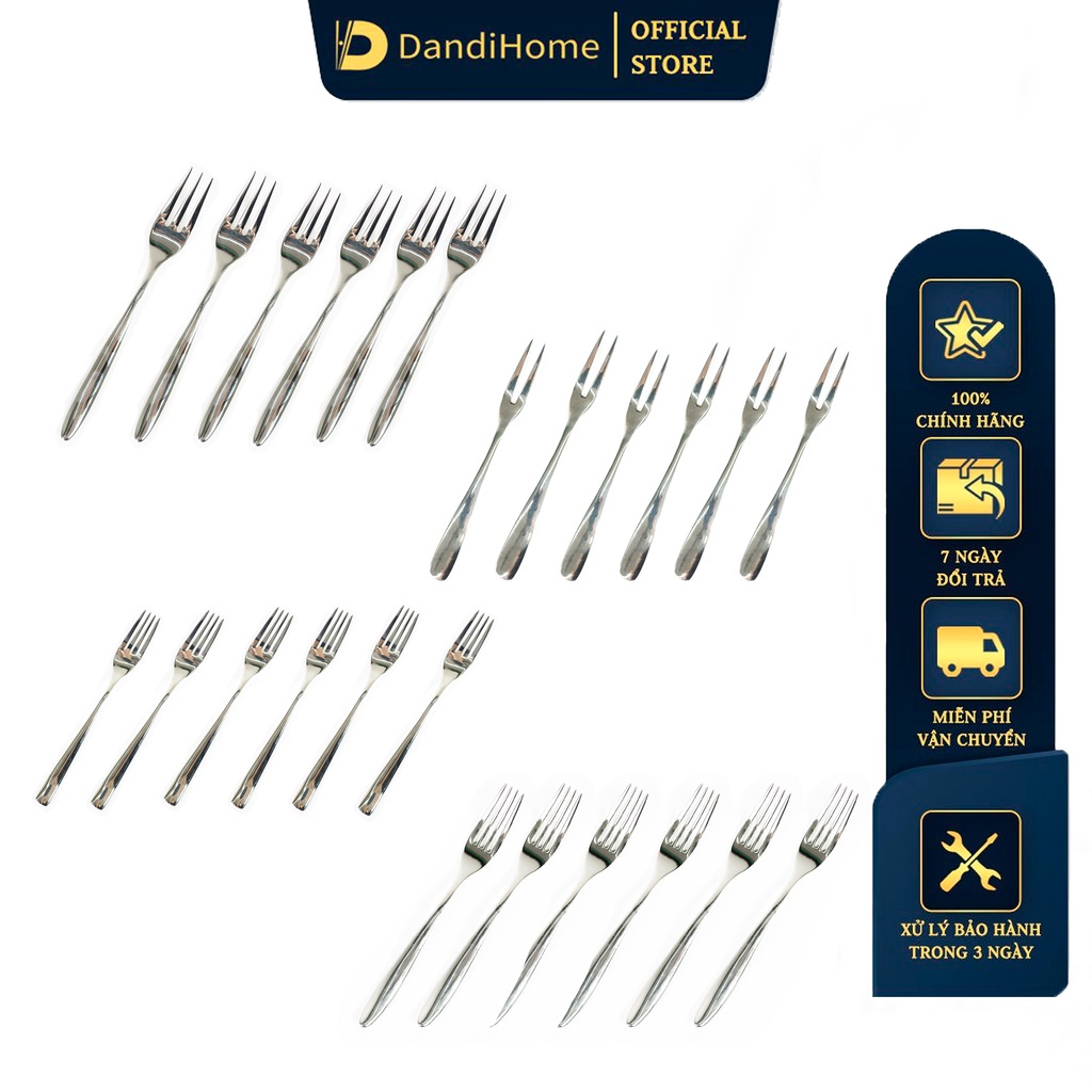 Bộ 6 nĩa inox 304 DandiHome 2020 cao cấp, sang trọng, tinh tế