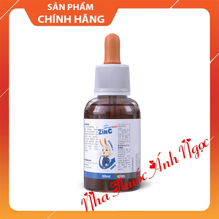 Kẽm cho bé Smartbibi Zinc Vitamin c - bổ sung kẽm cho bé, hỗ trợ bé hết biếng ăn, tăng cường sức đề kháng