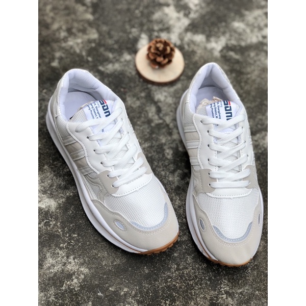 Giày thể thao sneaker nữ SE phong cách ULZZANG cổ thấp vải thoáng khí đế độn tôn dáng phối 2 SỌC màu trắng xám
