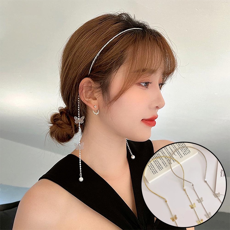 Băng Đô Cài Tóc Đính Đá Hình Bướm Phong Cách Hàn Quốc Thời Trang