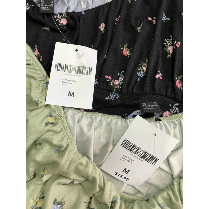 Áo croptop hoa cột dây eo F21