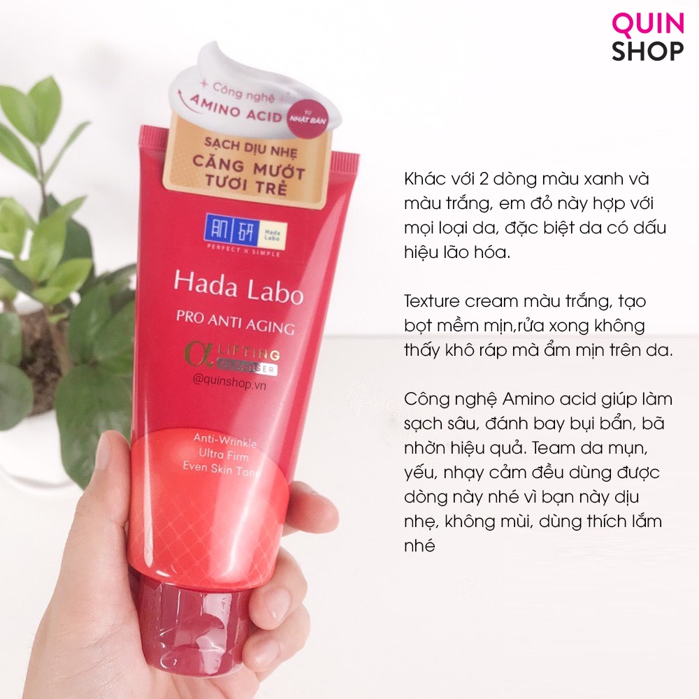 Sữa Rửa Mặt Cho Mọi Loại Da Hada Labo Advanced Nourish Hyaluron, Perfect White Arbutin, Pro Anti Aging Cleanser