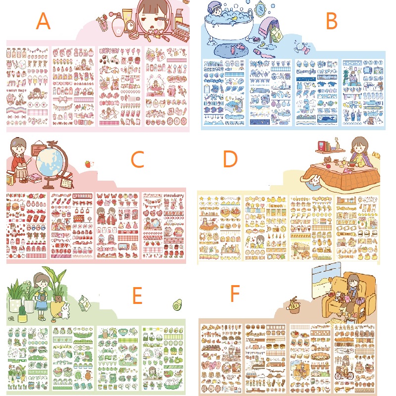 Set 1 Gói (4 Tờ Miếng Dán Hoạt Hình Nhiều Màu Sắc Trang Trí DIY Sáng Tạo