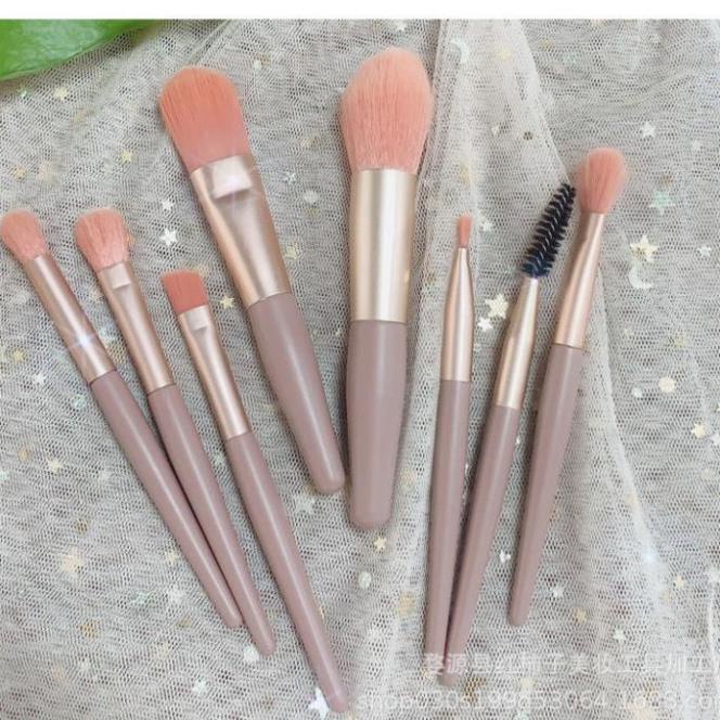 Cọ Trang Điểm, Bộ Cọ Trang Điểm 8 Cây Tặng Kèm Túi Zip Vintage SAM