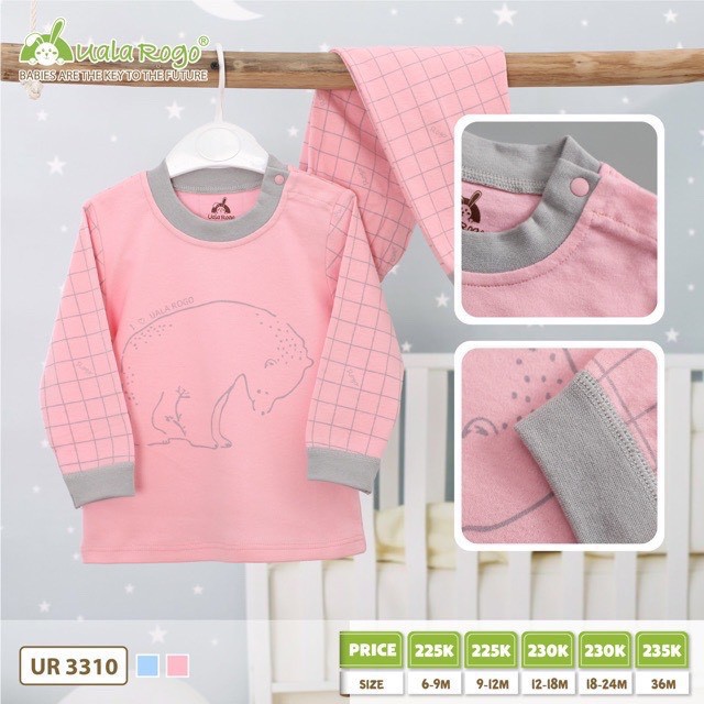 Uala Rogo - Bộ Dài Tay Gấu Nỉ cài vai