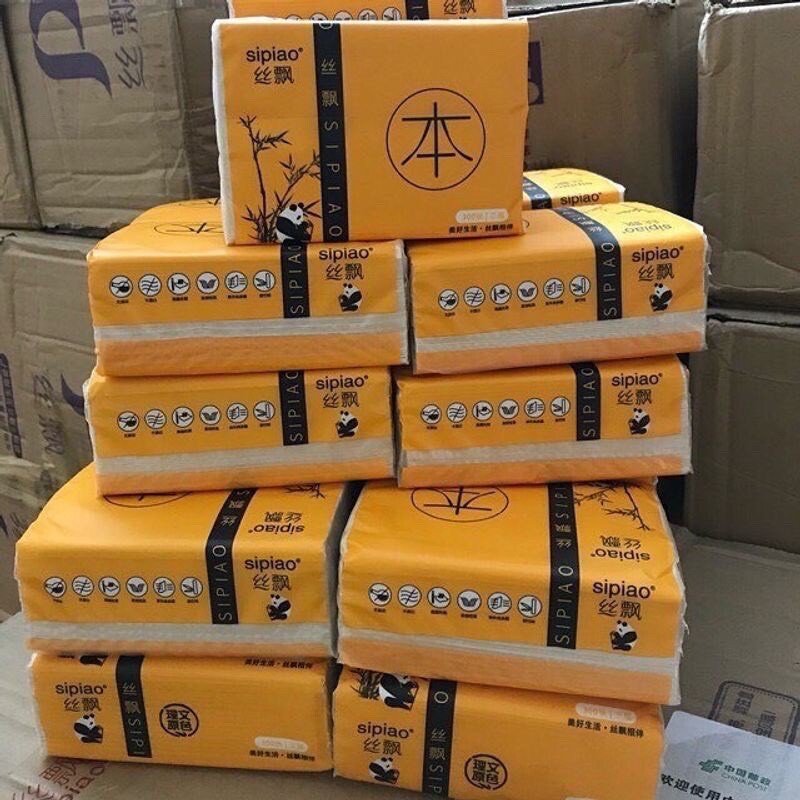 Giấy ăn Gấu Trúc Sipao - 100% Bột nguyên sinh
