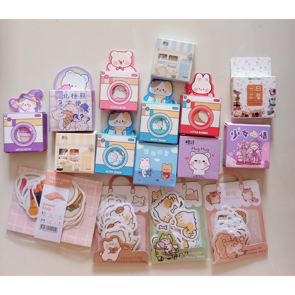 Hộp 45-50 miếng hoặc 300 miếng dán sticker hình dán trang trí siêu dễ thương