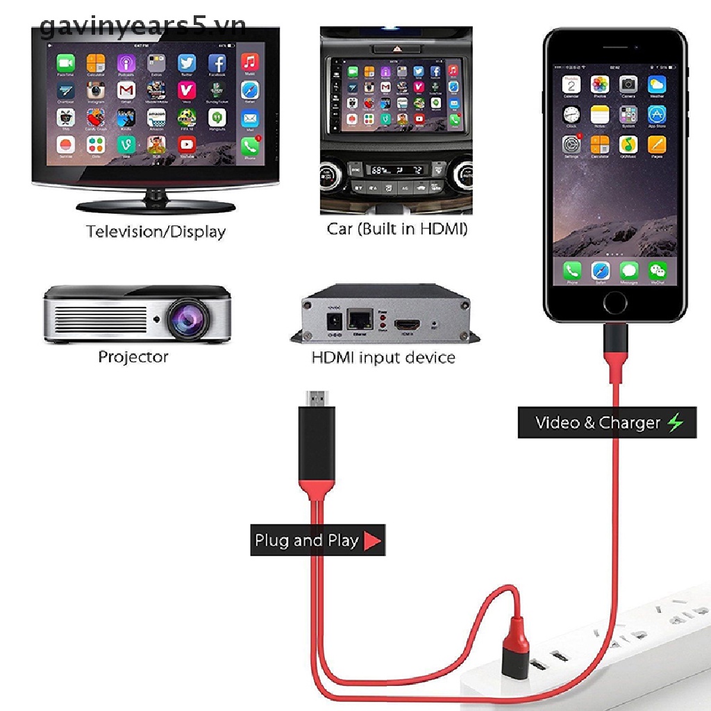 Cáp Chuyển Đổi Lightning Sang HDMI TV AV 2M 8 Pin Cho iPhone 7 7 + 6 6s 5 5s iPad