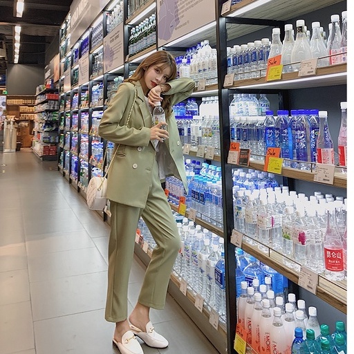 (Hàng Đẹp CC)Ảnh thật 5 hình cuối-Set áo blazer kèm quần Tây thời trang cao cấp Ulzzang | BigBuy360 - bigbuy360.vn