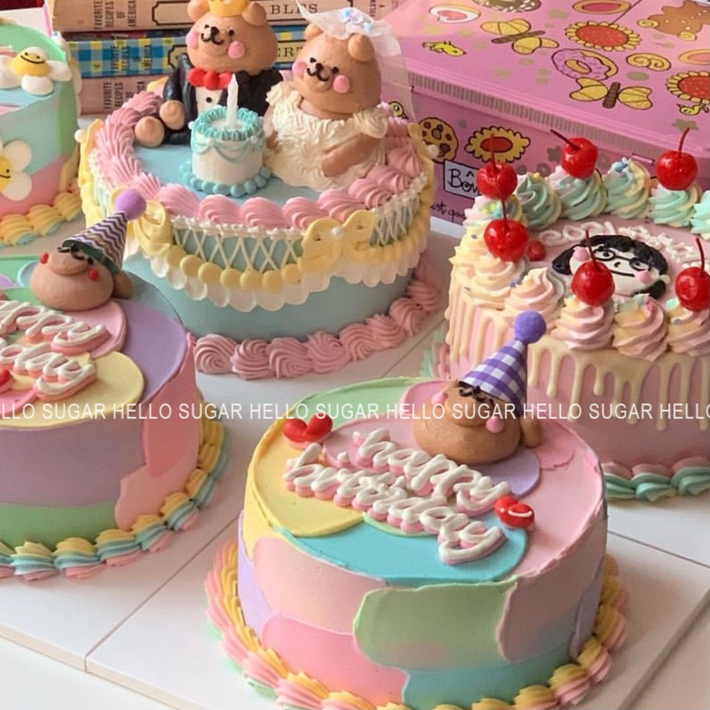 Mũ Sinh Nhật mini Hoạt Hình Cắm Trang Trí Bánh Kem Tráng Miệng Phong Cách retro