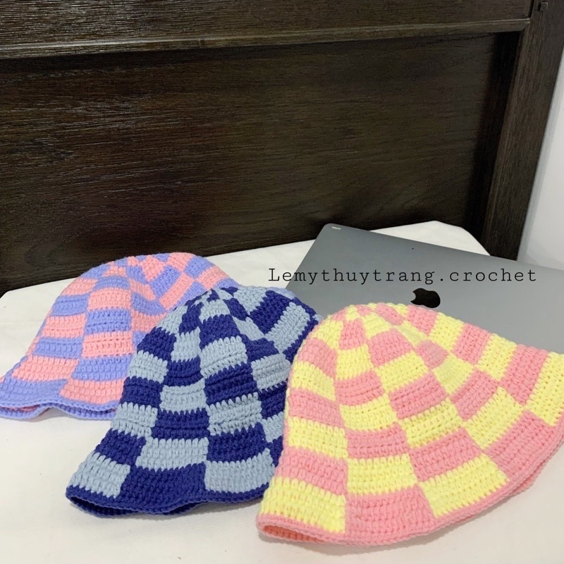 Nón len móc bucket nữ vintage cao cấp