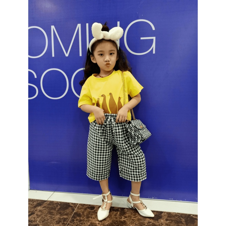 Đồ Bộ Bé Gái Quần Kẻ Caro kết Hợp Áo Thun Siêu KUL  - ĐĂNG QUANG FASHION