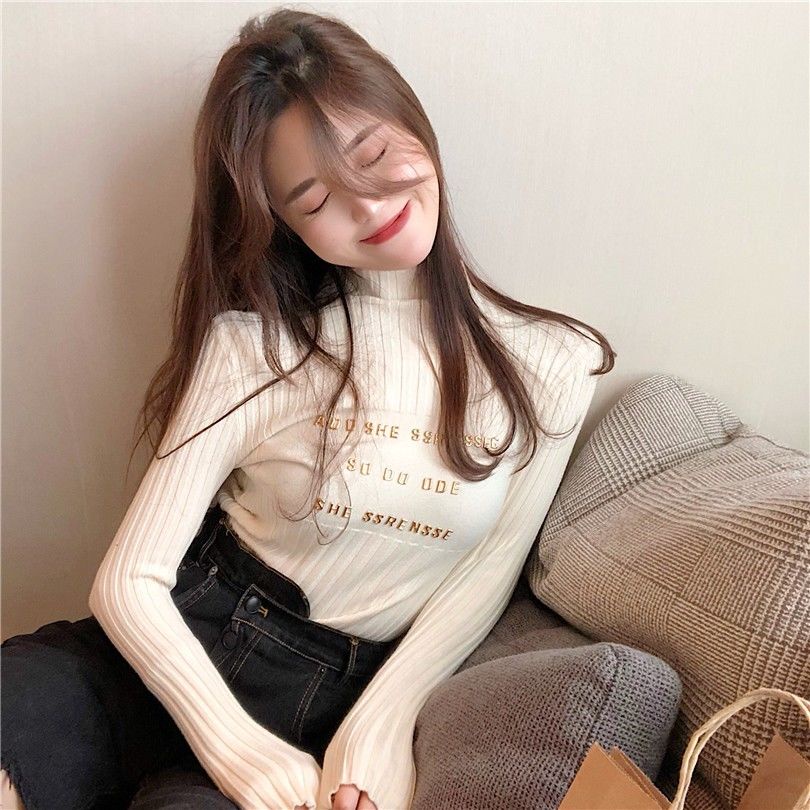Áo Sweater cổ lọ dáng ôm thời trang xinh xắn cho nữ