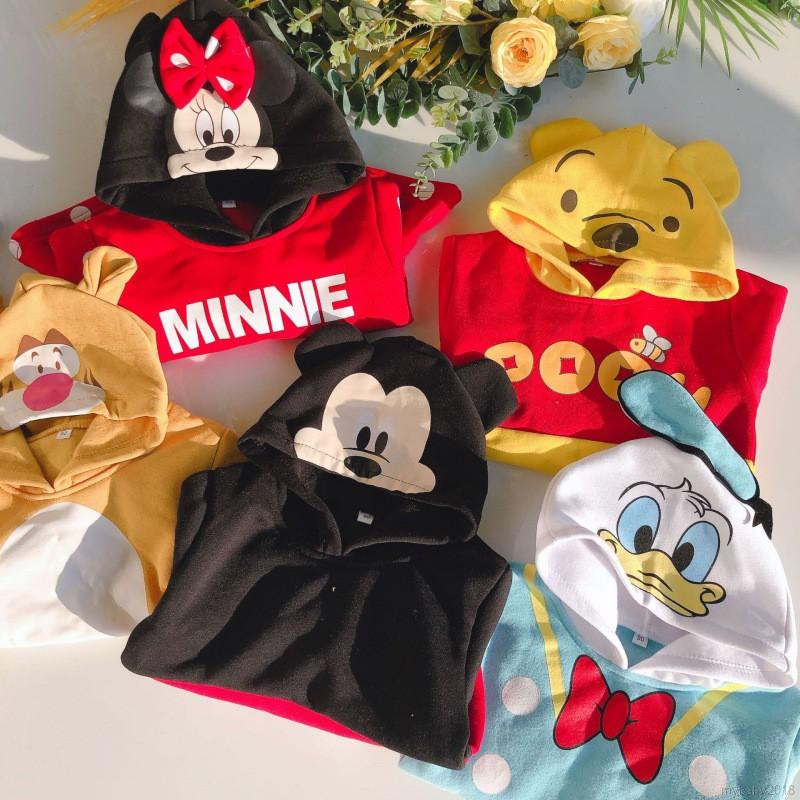 Áo Hoodies Có Nón Dài Tay In Hình Chuột Mickey Cho Bé