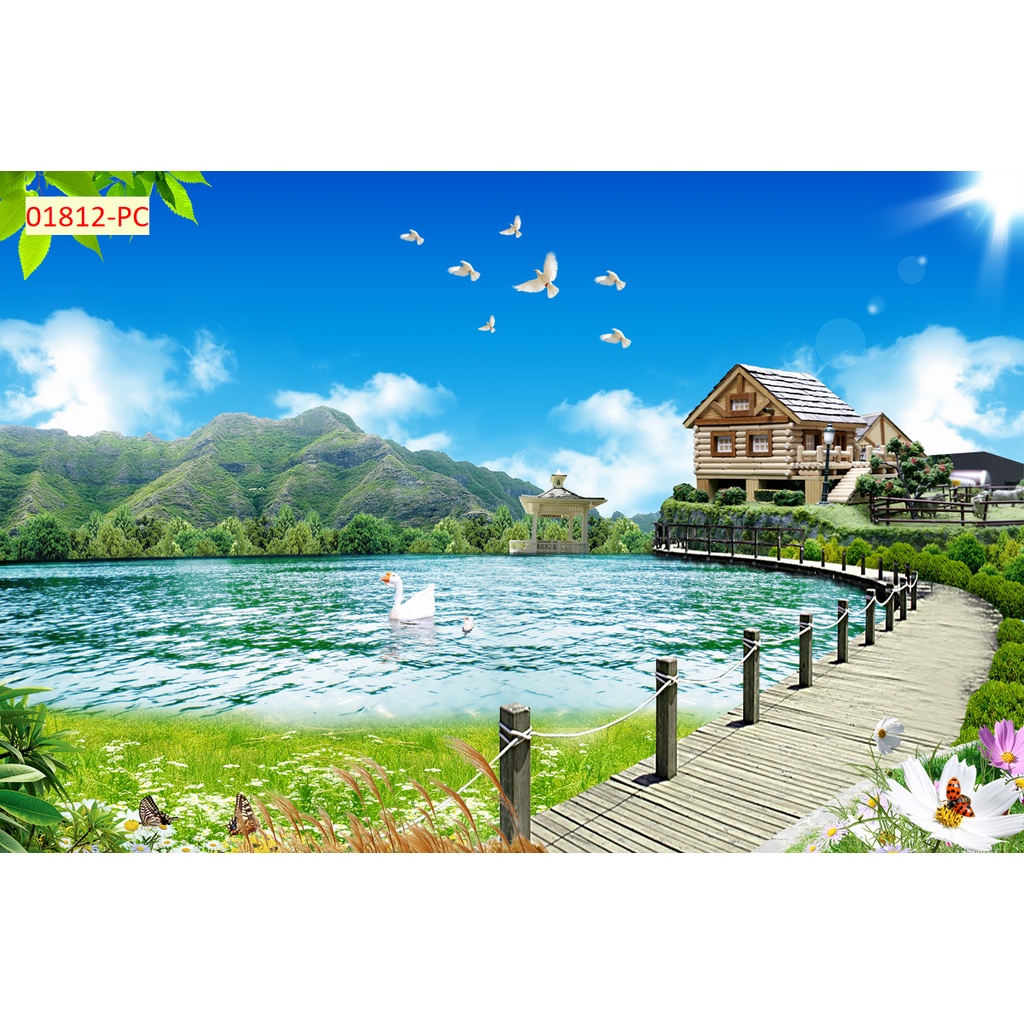 Tranh dán tường thiên nhiêu trong lành, hình ảnh sắc nét, không lo phai màu