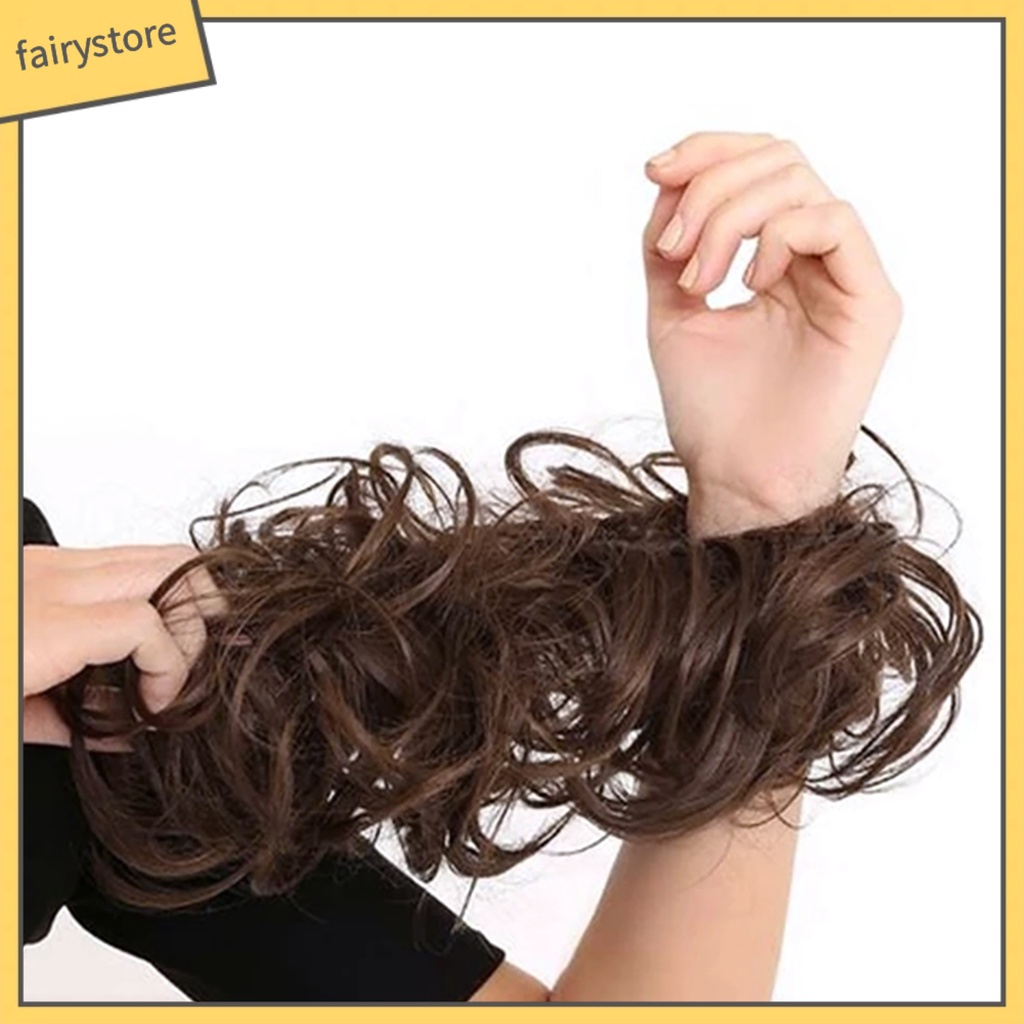 Búi Tóc Giả Xoăn Dài Co Giãn Cho Cô Dâu