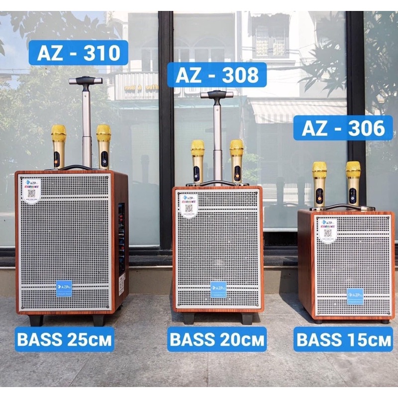 Loa kéo AZPro AZ 306 Loa Karaoke di động bass 1.5 tấc Tặng kèm 2 micro không dây Công suất 200W
