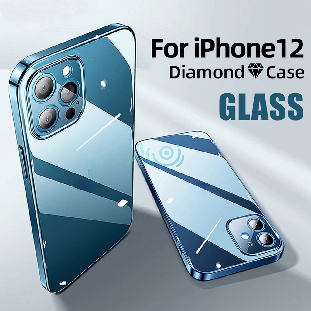 Ốp lưng kính cường lực silicone trong suốt chống sốc thích hợp cho IPHONE 11 12 PRO MAX 13 PRO MAX X XS MAX XR 12 MINI