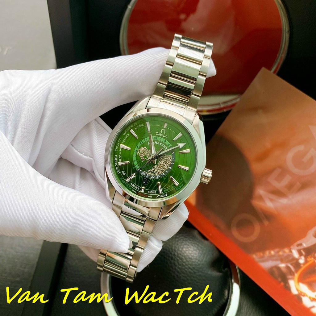 Đồng hồ nam Omega Seamaster World 42mm máy Nhật Automatic, hoạ tiết thế giới