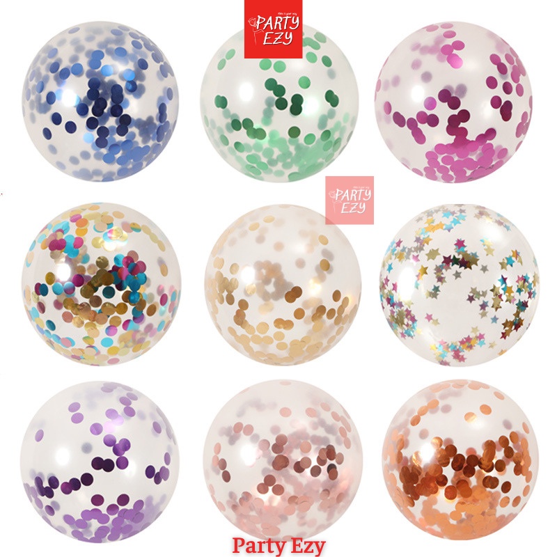 BONG BÓNG TRONG SUỐT KIM TUYẾN NHIỀU MÀU-SIZE 10 INCH