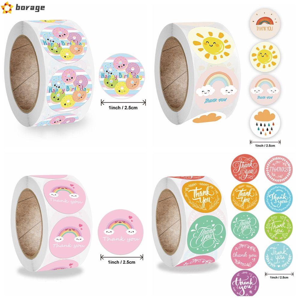 Cuộn Nhãn Dán Chữ Thank You / Cầu Vồng / Mặt Trời / Bánh Donut Trang Trí Quà Tặng