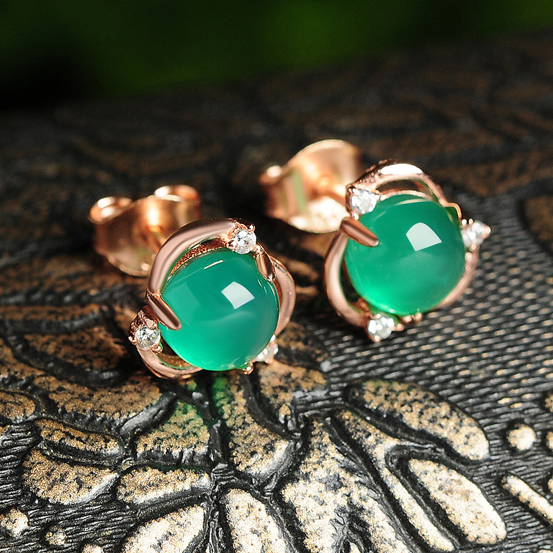 Bông Tai Bạc 925 Đính Đá Canxedon