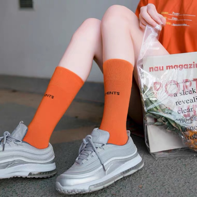 Vớ Cotton Cổ Cao Màu Trơn In Chữ Thời Trang Cho Nữ | BigBuy360 - bigbuy360.vn