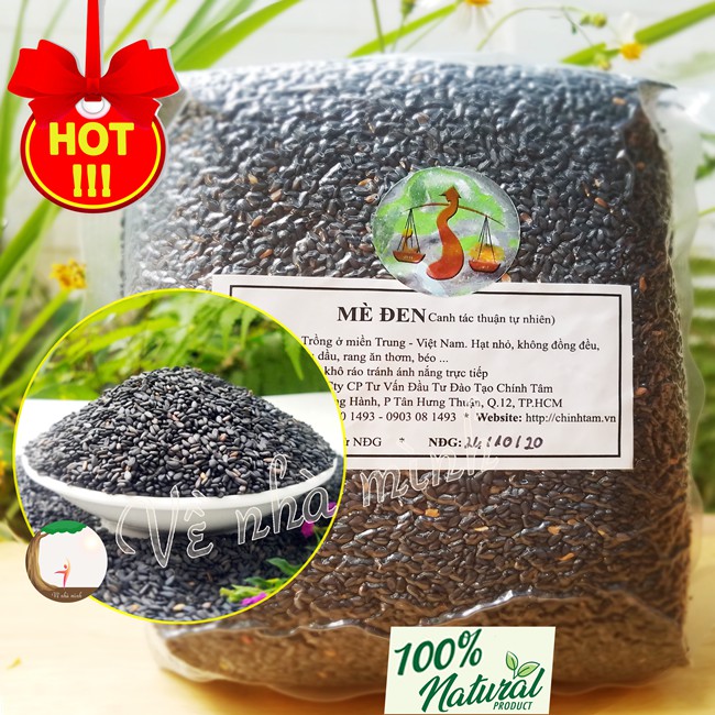 MÈ ĐEN THUẦN CHỦNG HỮU CƠ TỰ NHIÊN 300g-500g ( Hạt vừng sống) dùng nấu chè, làm bánh &amp; sữa, muối mè, bơ ( black sesame )