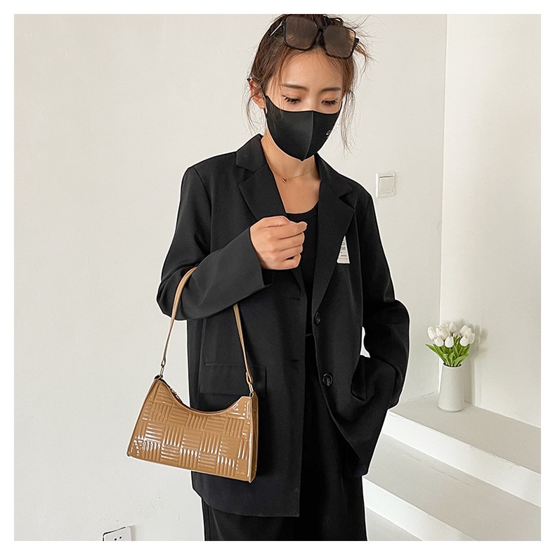 Túi Xách JASMIN NOIR Đeo Vai Họa Tiết Sọc Caro Đơn Giản Thời Trang Cho Nữ