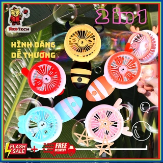 Quạt thổi bong bóng kiêm quạt cầm tay mini 2 in 1
