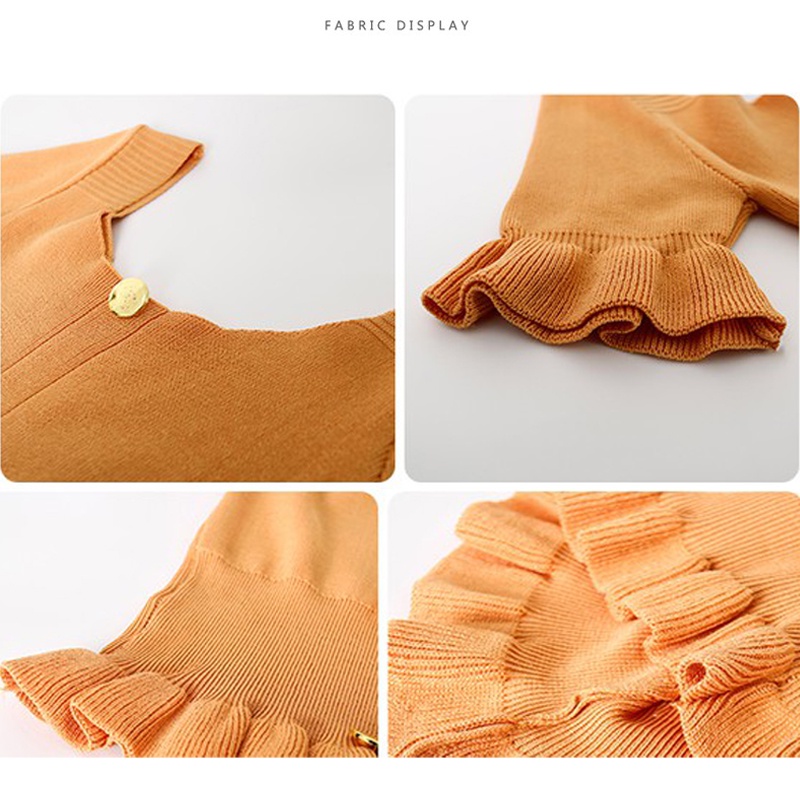 Áo Croptop Dệt Kim Cổ Vuông Tay Ngắn Có 4 Màu Thời Trang Cho Nữ