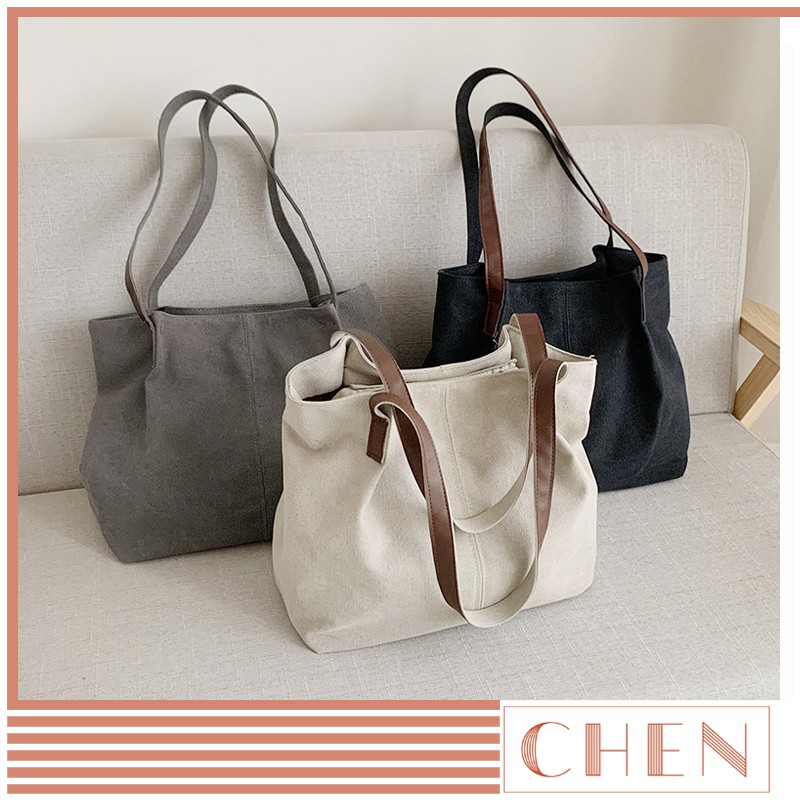 Túi đeo vai túi xách nữ CHEN basic, túi vải canvas đeo vai a4 đi chơi du lịch dây xách da pu TX50