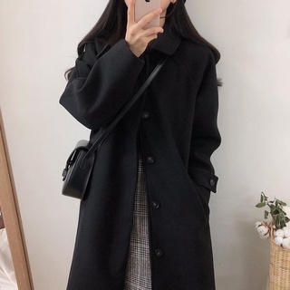 Áo dạ dáng dài màu đen