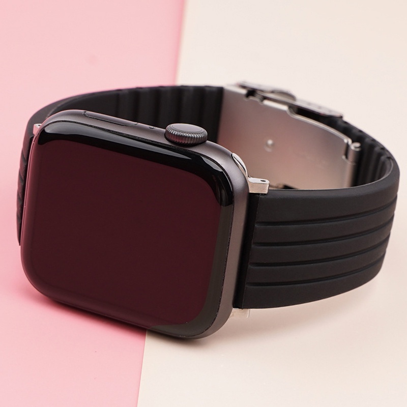 Dây Silicone Thay Thế 44mm 42mm 40mm 38/41 Cao Su Cho Đồng Hồ Apple Watch 6 SE 5 4 7 45mm